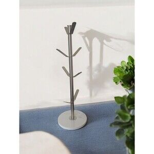 Mug Holder Tree with White Marble Base, 8 Silver Hooks And Stand 18 Inch